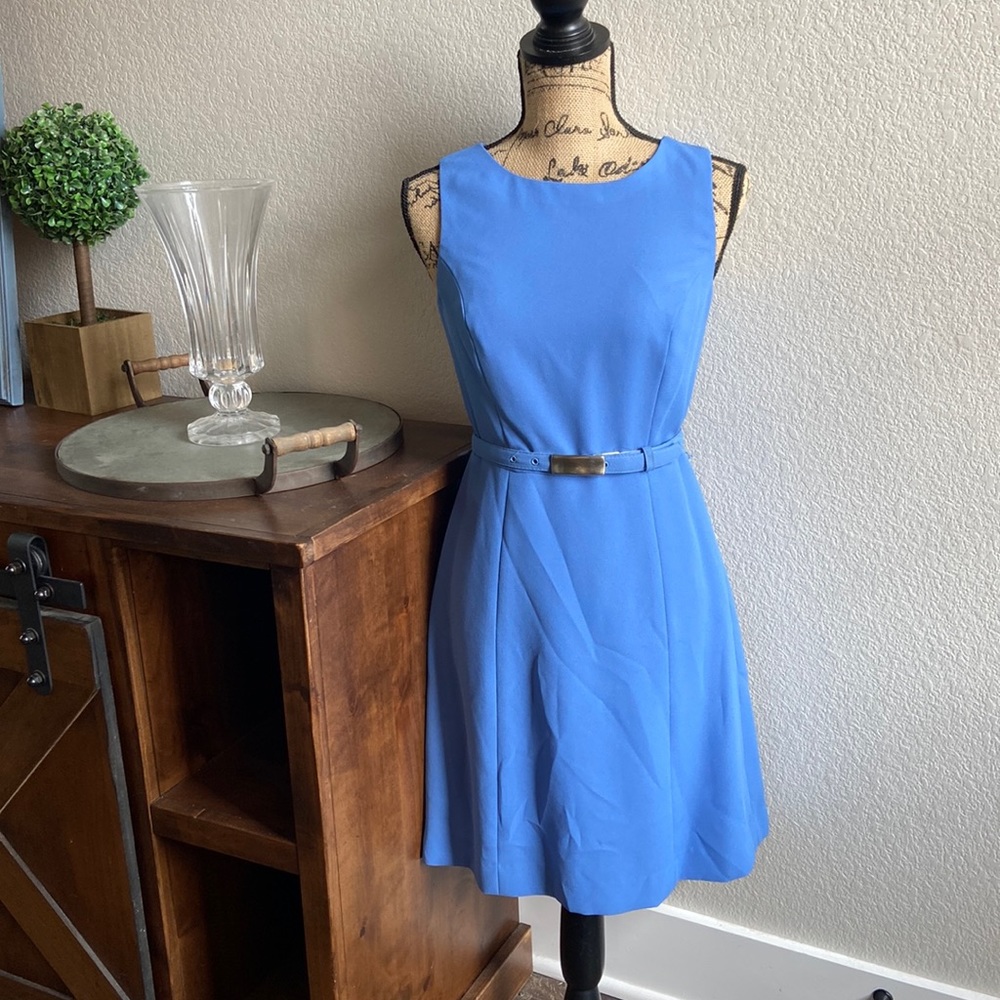 Vintage Hugo Buscati A-Line Belted Periwinkle Dress